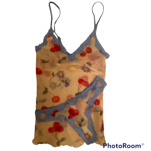 Victoria's Secret Other - RARE VINTAGE VICTORIA’S SECRET TWO PIECE LINGERIE SET SHEER MATCHING CAMI THONG